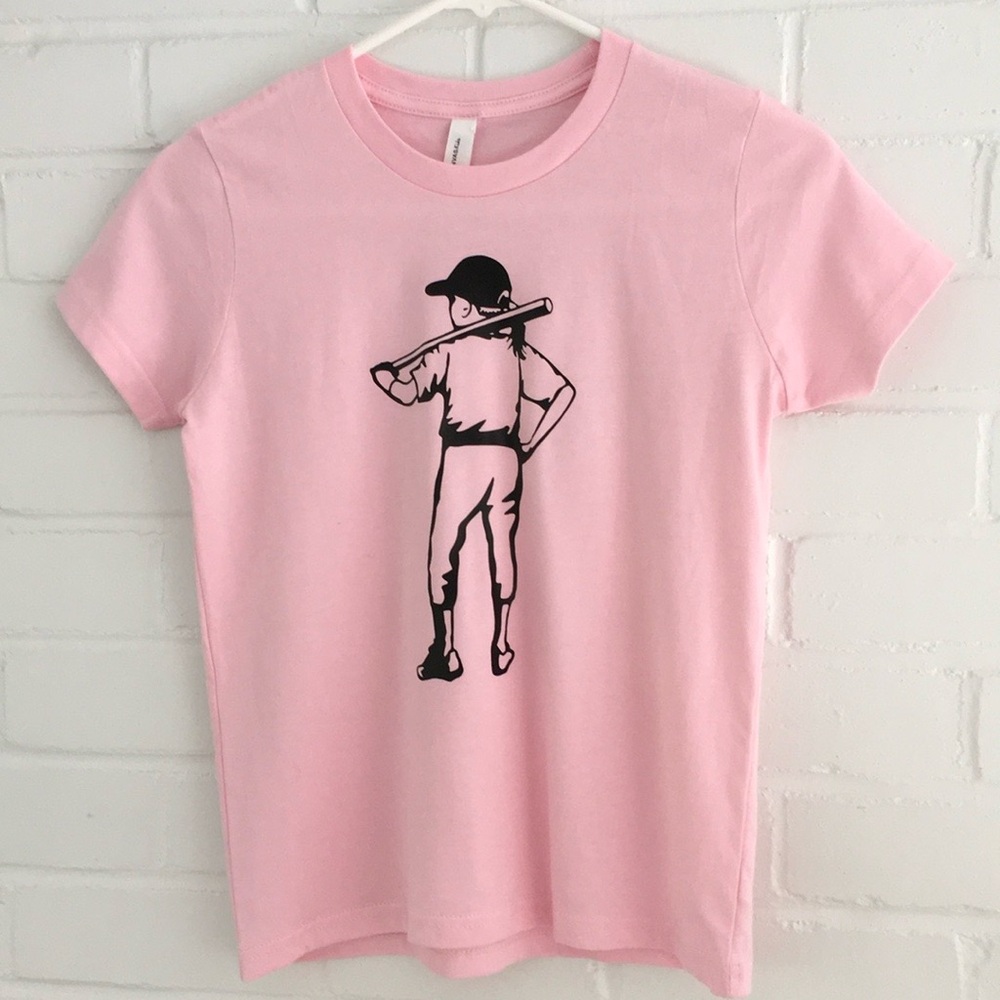 Girls Pink Short Sleeve Summer Softball T-Shirt Size M 10/12